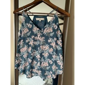 XS Petite Loft Blue Floral Tank